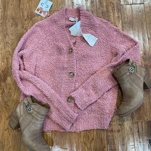 NWT Hem & Thread boutique dusty mauve cardigan sz S